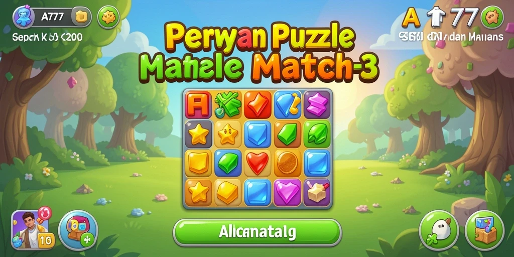 Tampilan gameplay seru dalam game Match-3 AT777.