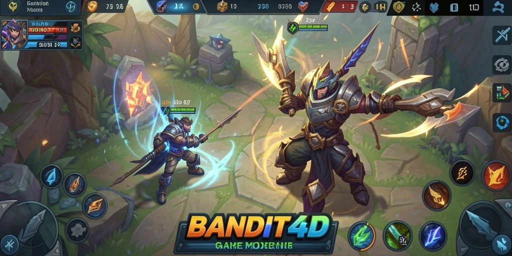 Tampilan gameplay seru dan intens di BANDIT4D dengan pertarungan tim.