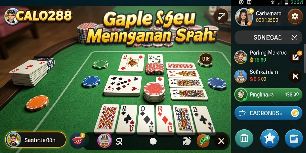 Screenshot utama CALO288 menunjukkan gameplay Gaple yang seru.