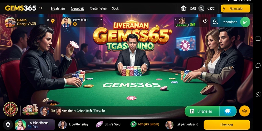 Tampilan gameplay GEMS365 yang menarik di Live Casino.