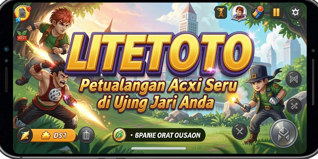 Tangkapan layar utama LITETOTO menampilkan aksi seru dalam pertempuran.