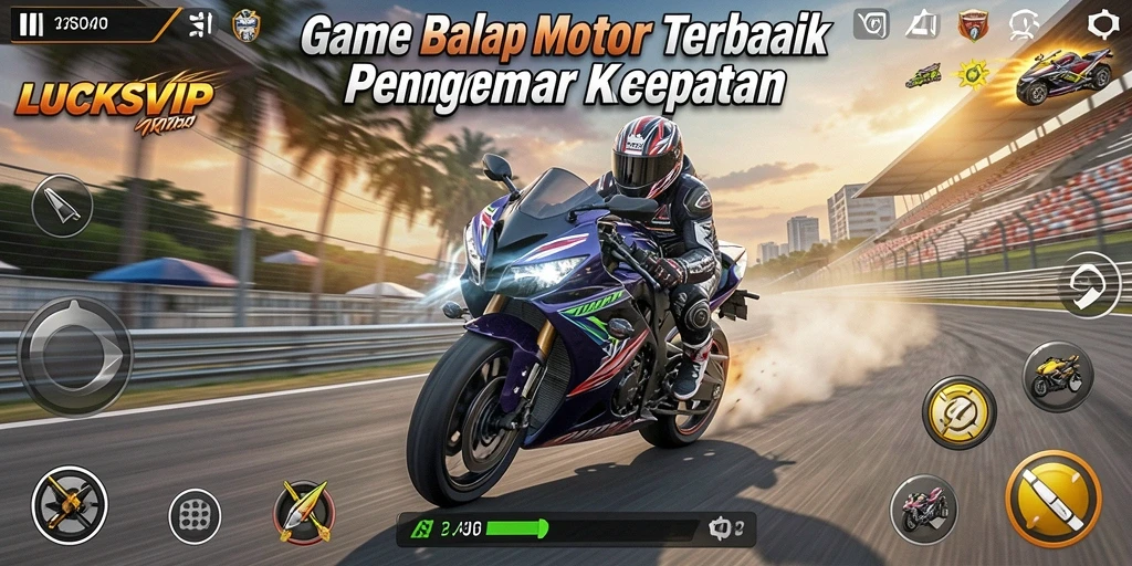 Tampilan gameplay LUCKSVIP yang seru dengan balapan motor.
