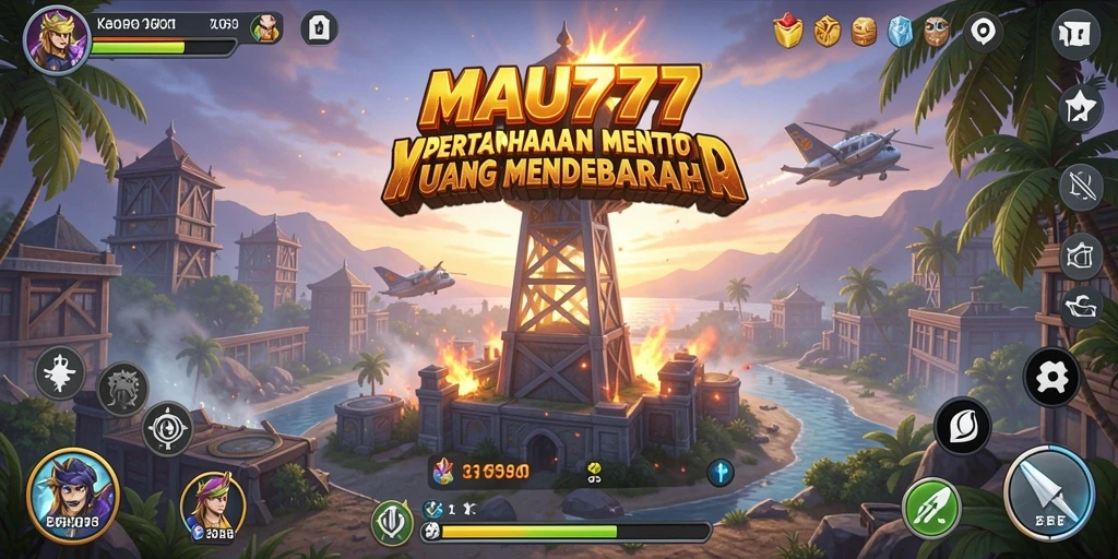 Tampilan gameplay menara pertahanan yang seru di MAU777.