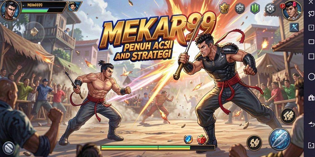 Gameplay pertarungan seru di MEKAR99 dengan aksi mendebarkan.