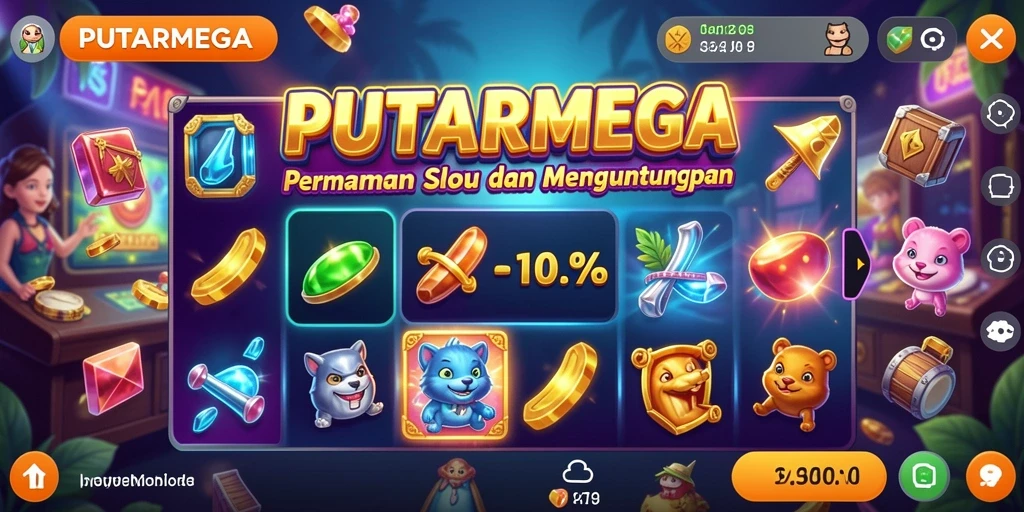 Gameplay seru dalam PUTARMEGA dengan efek visual mengagumkan.