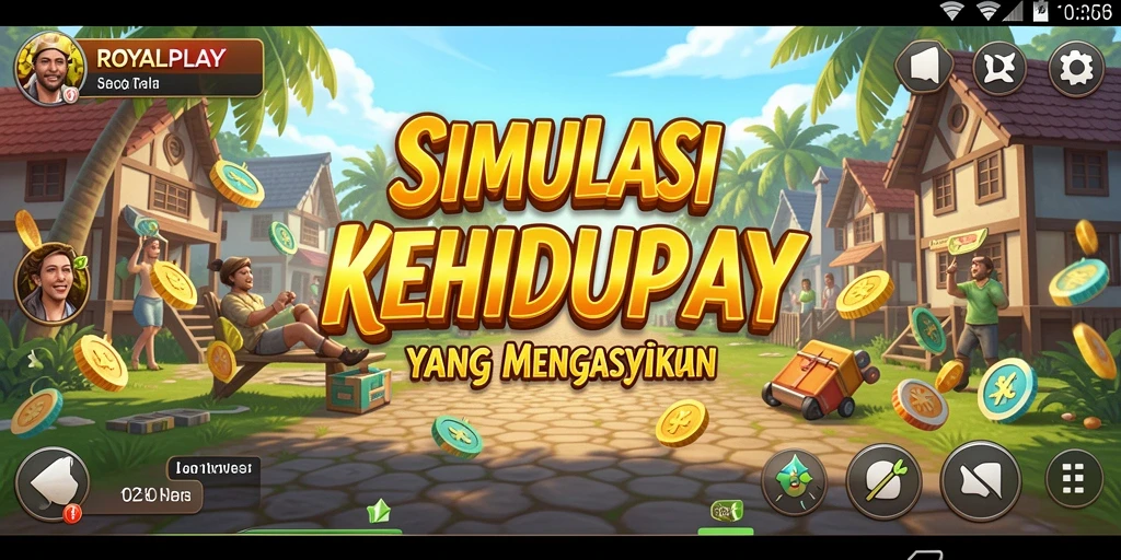 Screenshot menunjukkan gameplay simulasi menarik dari ROYALPLAY.