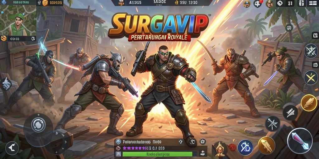 Gameplay intens SURGAVIP dalam pertempuran Battle Royale.