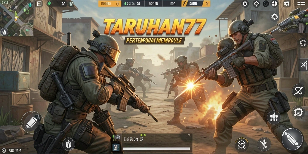 Screenshot gameplay TARUHAN77 yang menampilkan aksi Battle Royale yang intens.