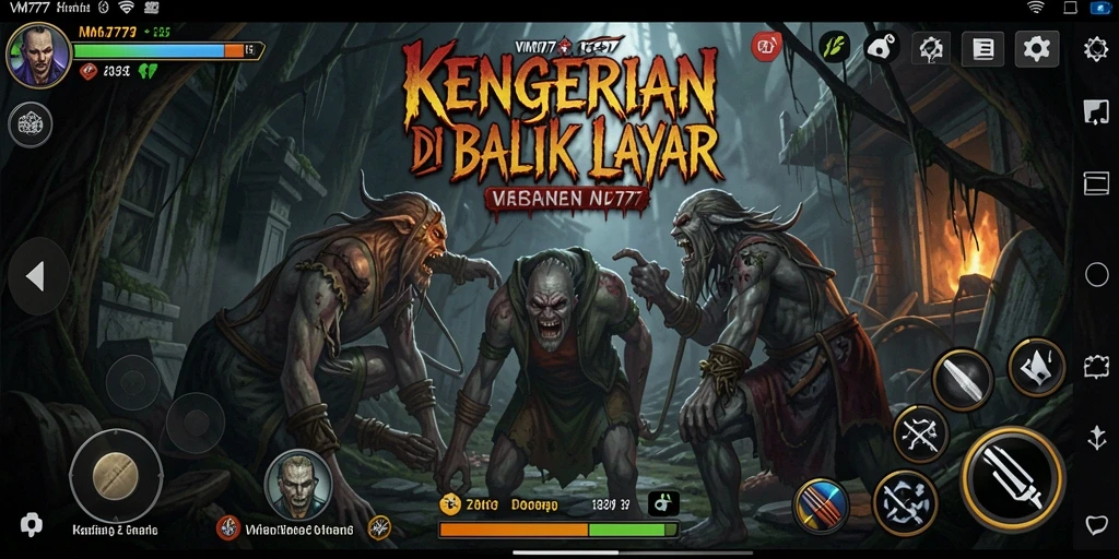 Screenshot gameplay menampilkan karakter di lingkungan Horror yang menegangkan.